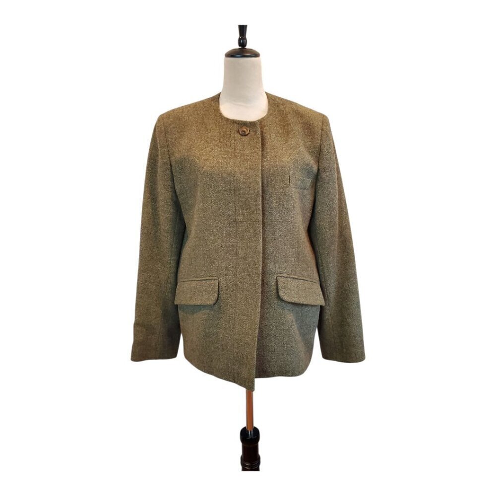 HENRY WHITE Vintage Wool Blazer Green Lambs Wool Jacket Made in Ireland